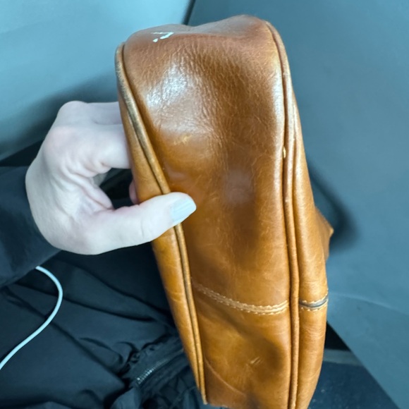 Patricia Nash -used Tan Leather Messenger Bag with Buckle Short Strap - Picture 14 of 16